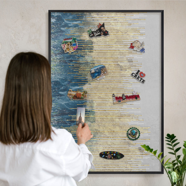 Panou magnetic mural decorativ cadru negru Pădure abstractă