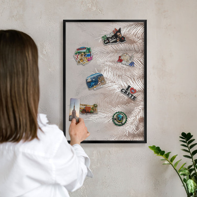 Panou magnetic mural decorativ cadru negru Frunze de natură