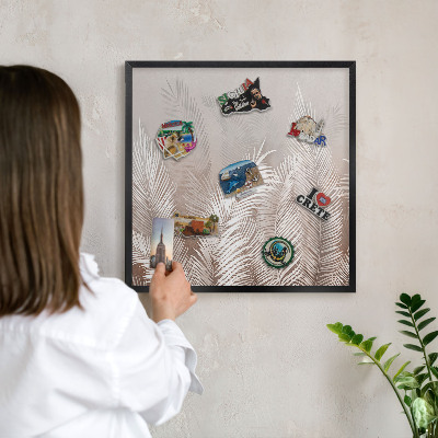 Panou magnetic mural decorativ cadru negru Frunze de natură