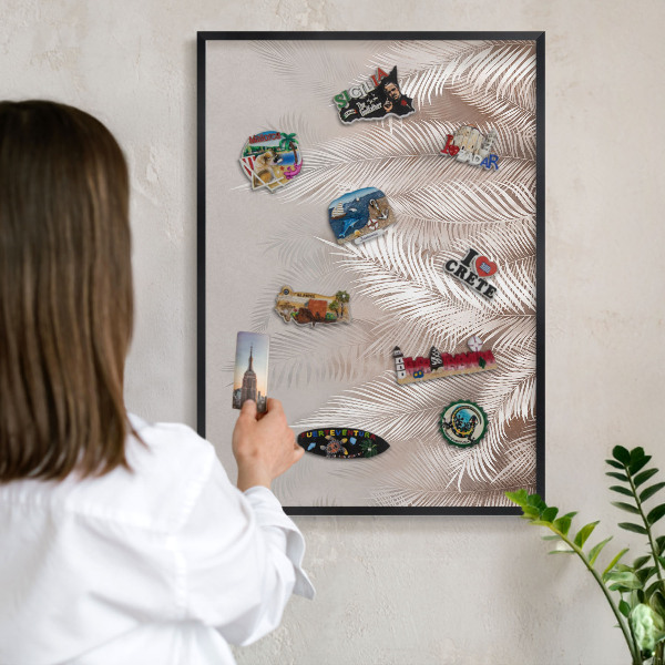 Panou magnetic mural decorativ cadru negru Frunze de natură