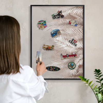 Panou magnetic mural decorativ cadru negru Frunze de natură