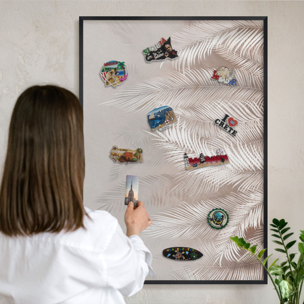 Panou magnetic mural decorativ cadru negru Frunze de natură
