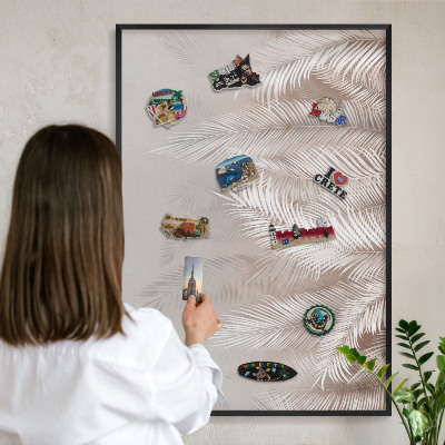 Panou magnetic mural decorativ cadru negru Frunze de natură