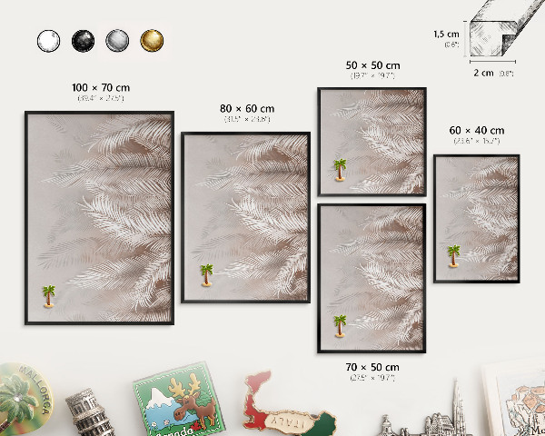 Panou magnetic mural decorativ cadru negru Frunze de natură