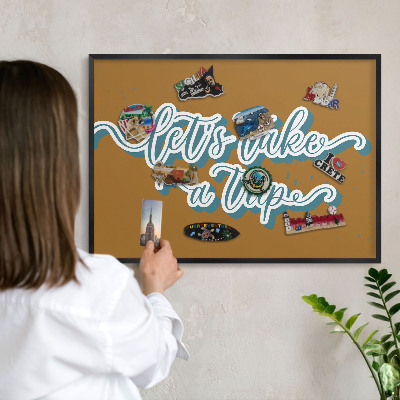 Panou magnetic mural decorativ cadru negru Călătorie de vis