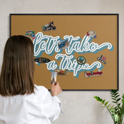 Panou magnetic mural decorativ cadru negru Călătorie de vis