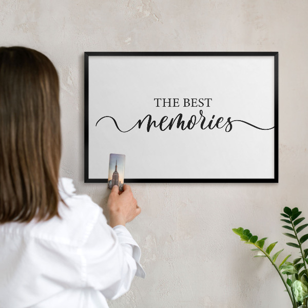 Panou magnetic mural decorativ cadru negru Amintiri inspiratoare