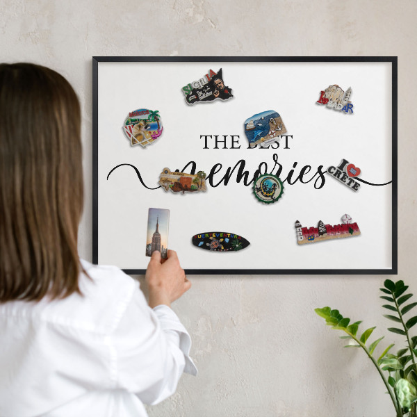 Panou magnetic mural decorativ cadru negru Amintiri inspiratoare
