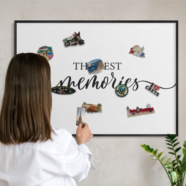 Panou magnetic mural decorativ cadru negru Amintiri inspiratoare