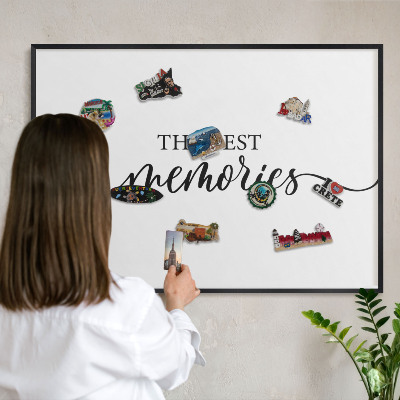 Panou magnetic mural decorativ cadru negru Amintiri inspiratoare