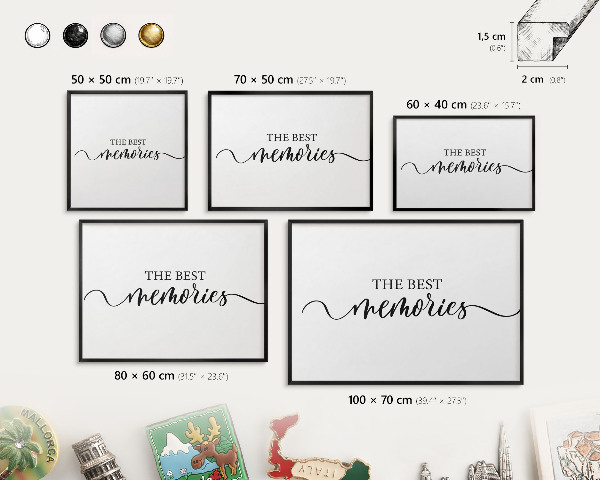 Panou magnetic mural decorativ cadru negru Amintiri inspiratoare