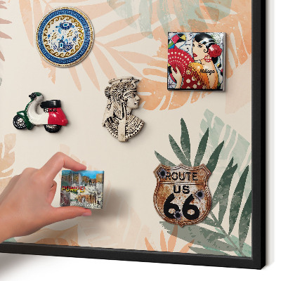 Panou magnetic mural decorativ cadru negru Frunze tropicale