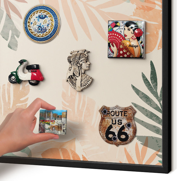 Panou magnetic mural decorativ cadru negru Frunze tropicale