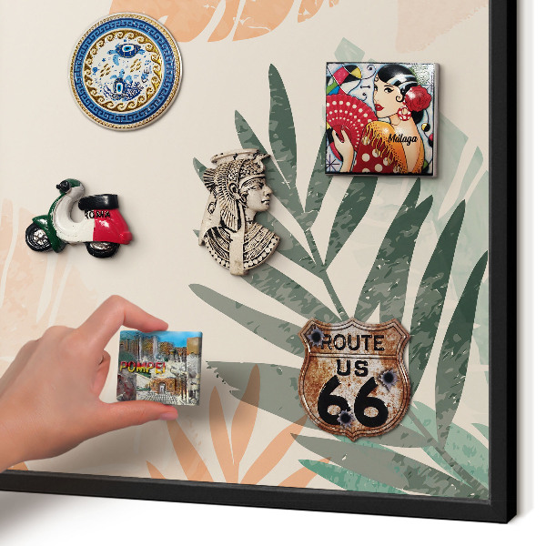 Panou magnetic mural decorativ cadru negru Frunze tropicale