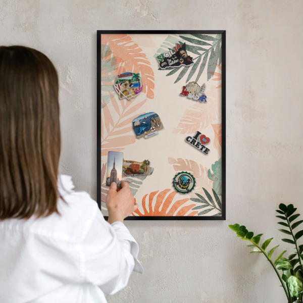 Panou magnetic mural decorativ cadru negru Frunze tropicale