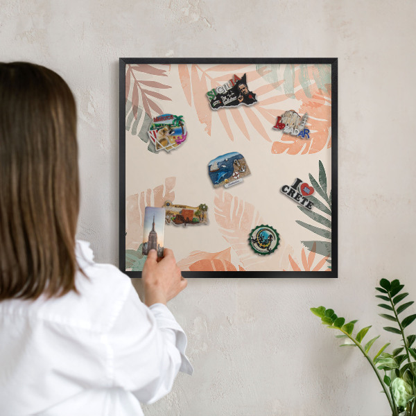 Panou magnetic mural decorativ cadru negru Frunze tropicale
