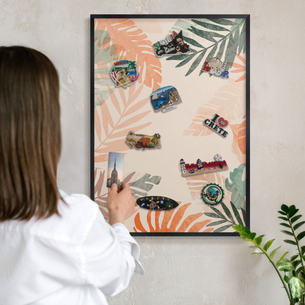 Panou magnetic mural decorativ cadru negru Frunze tropicale