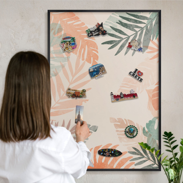 Panou magnetic mural decorativ cadru negru Frunze tropicale