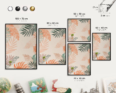 Panou magnetic mural decorativ cadru negru Frunze tropicale
