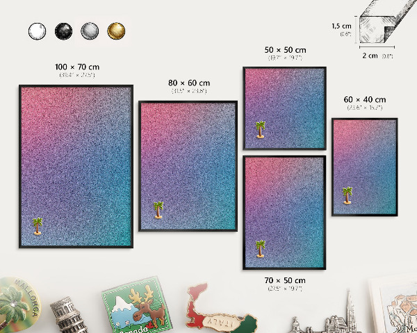 Panou magnetic mural decorativ cadru negru Gradient colorat
