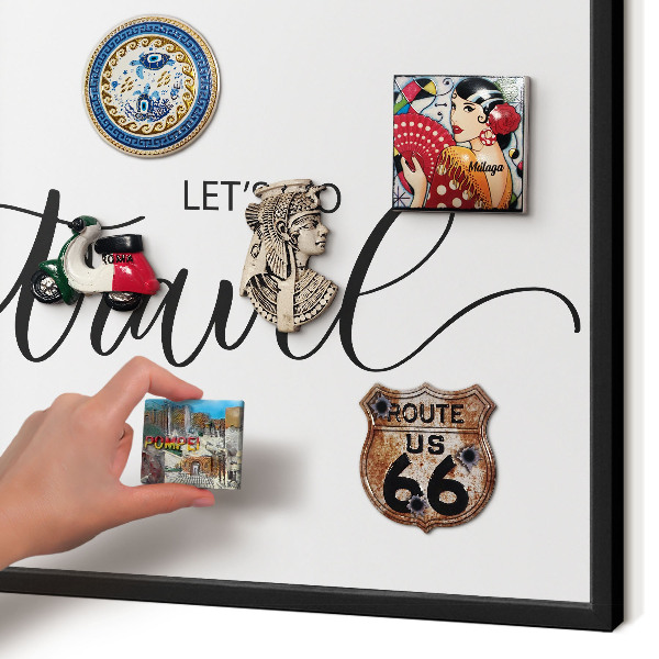 Panou magnetic mural decorativ cadru negru Hai să călătorim împreună