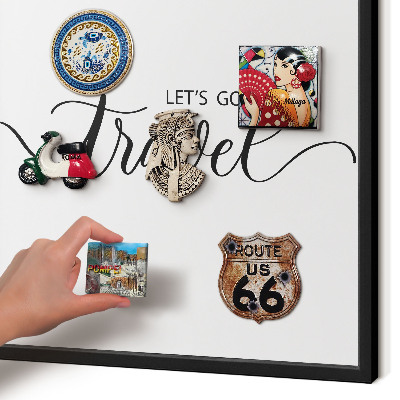 Panou magnetic mural decorativ cadru negru Hai să călătorim împreună
