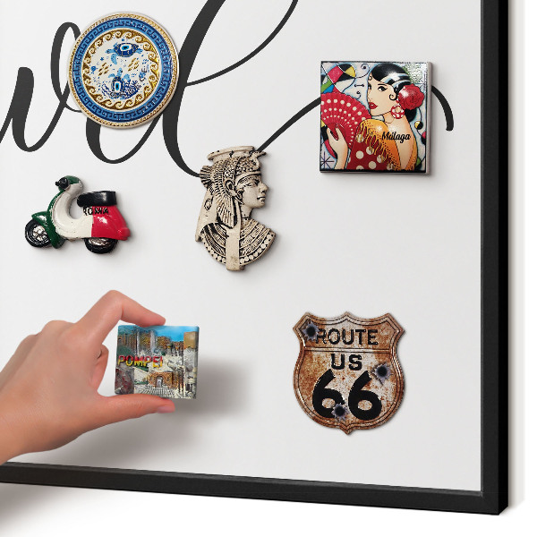 Panou magnetic mural decorativ cadru negru Hai să călătorim împreună