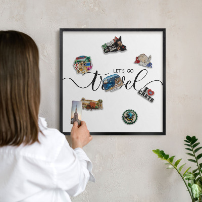 Panou magnetic mural decorativ cadru negru Hai să călătorim împreună