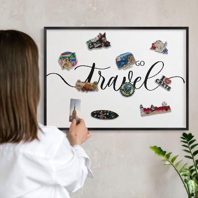 Panou magnetic mural decorativ cadru negru Hai să călătorim împreună