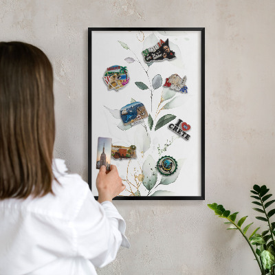Panou magnetic mural decorativ cadru negru Eleganță botanică