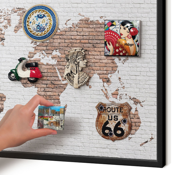 Panou magnetic mural decorativ cadru negru Hartă din cărămidă