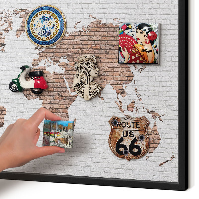 Panou magnetic mural decorativ cadru negru Hartă din cărămidă