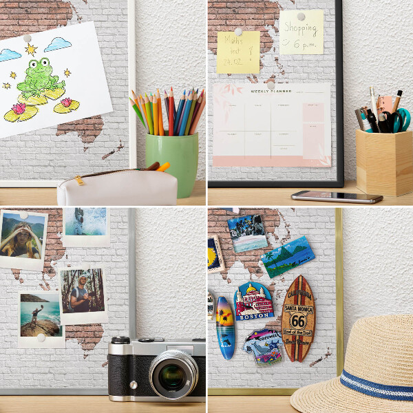 Panou magnetic mural decorativ cadru negru Hartă din cărămidă