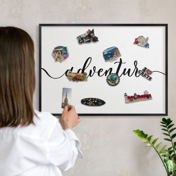 Panou magnetic mural decorativ cadru negru Aventură scrisă