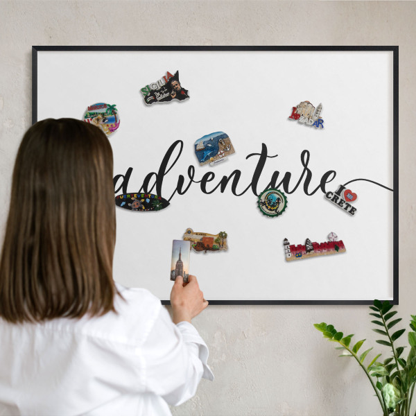 Panou magnetic mural decorativ cadru negru Aventură scrisă