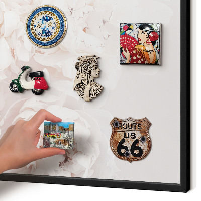 Panou magnetic mural decorativ cadru negru Bujori albi