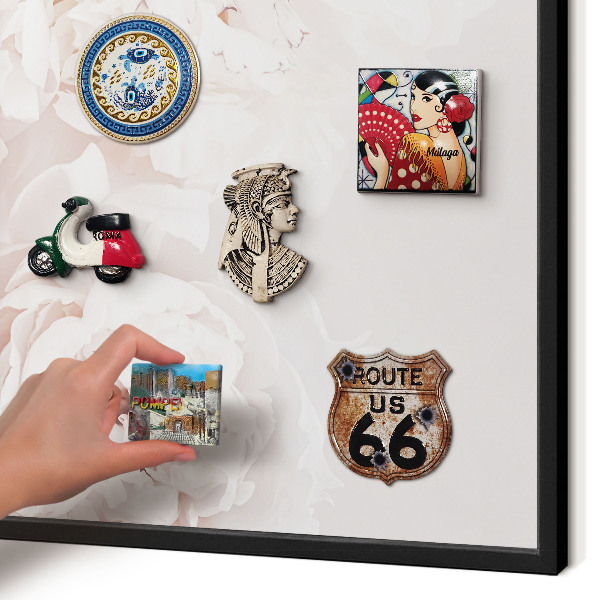 Panou magnetic mural decorativ cadru negru Bujori albi