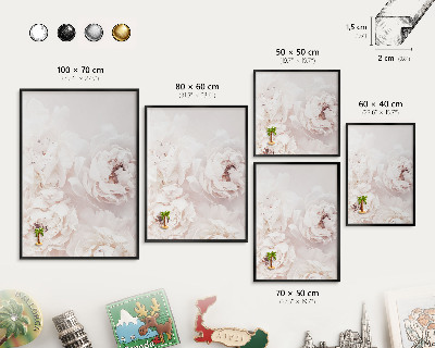 Panou magnetic mural decorativ cadru negru Bujori albi