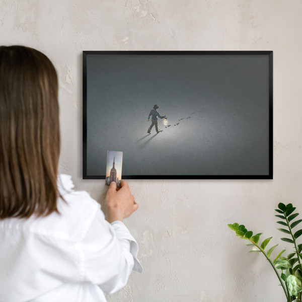 Panou magnetic mural decorativ cadru negru Drumeție nocturnă