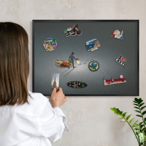 Panou magnetic mural decorativ cadru negru Drumeție nocturnă