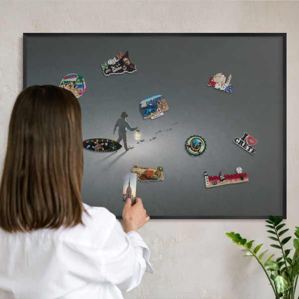Panou magnetic mural decorativ cadru negru Drumeție nocturnă