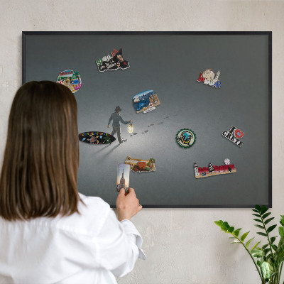 Panou magnetic mural decorativ cadru negru Drumeție nocturnă