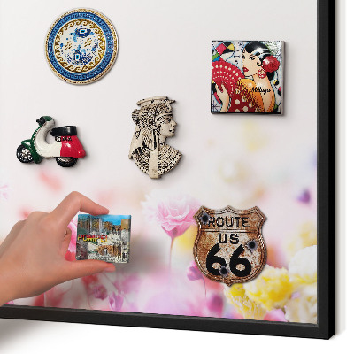 Panou magnetic mural decorativ cadru negru Flori pastelate