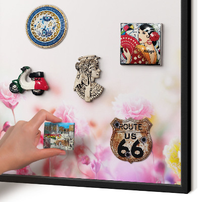 Panou magnetic mural decorativ cadru negru Flori pastelate