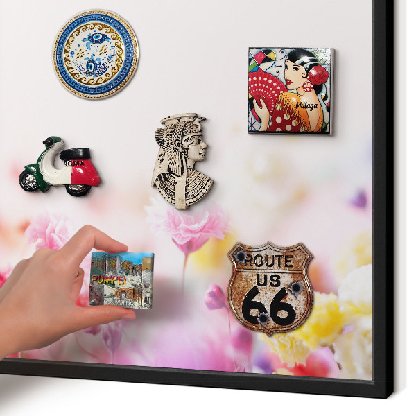 Panou magnetic mural decorativ cadru negru Flori pastelate