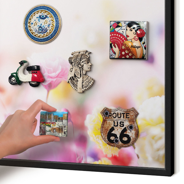 Panou magnetic mural decorativ cadru negru Flori pastelate