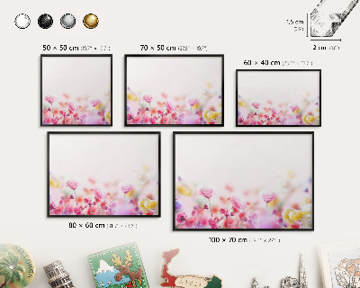 Panou magnetic mural decorativ cadru negru Flori pastelate