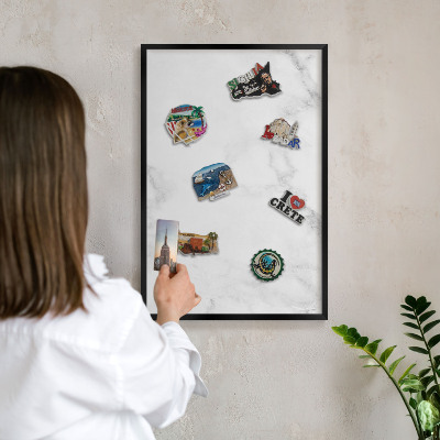 Panou magnetic mural decorativ cadru negru Marmură elegantă