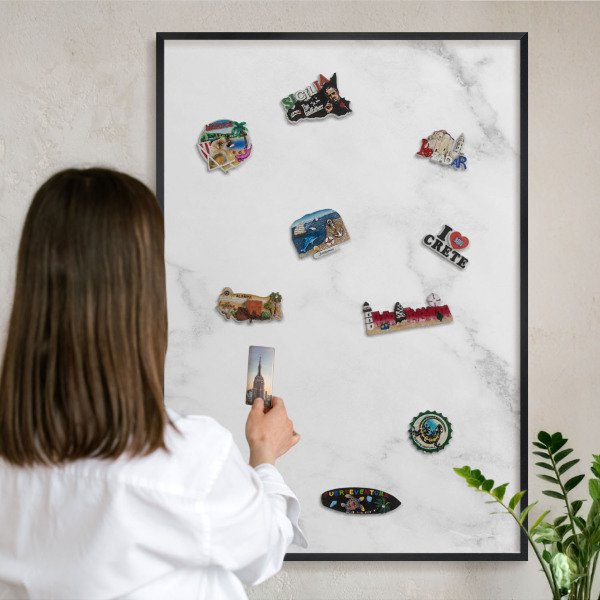 Panou magnetic mural decorativ cadru negru Marmură elegantă