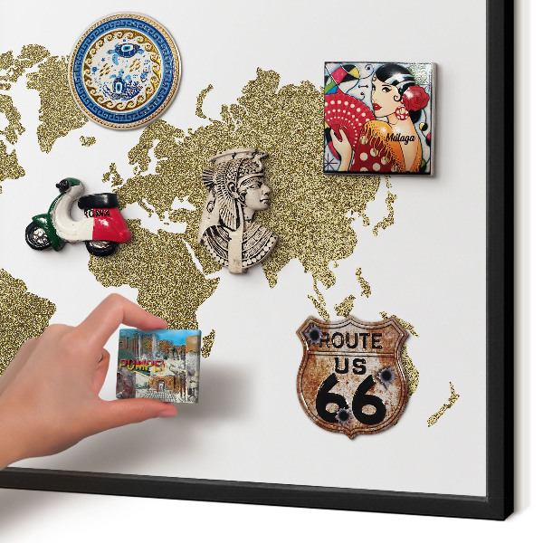 Panou magnetic mural decorativ cadru negru Harta lumii